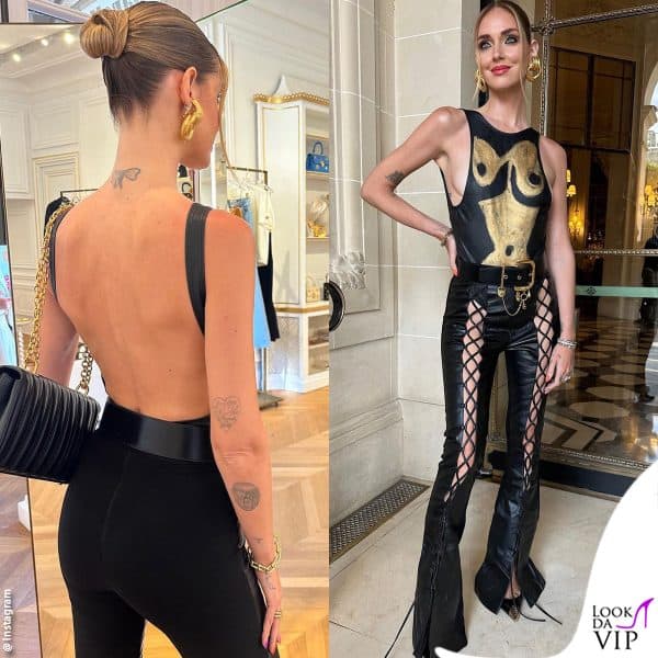 top e cintura Schiaparelli, pantaloni Saint Laurent 