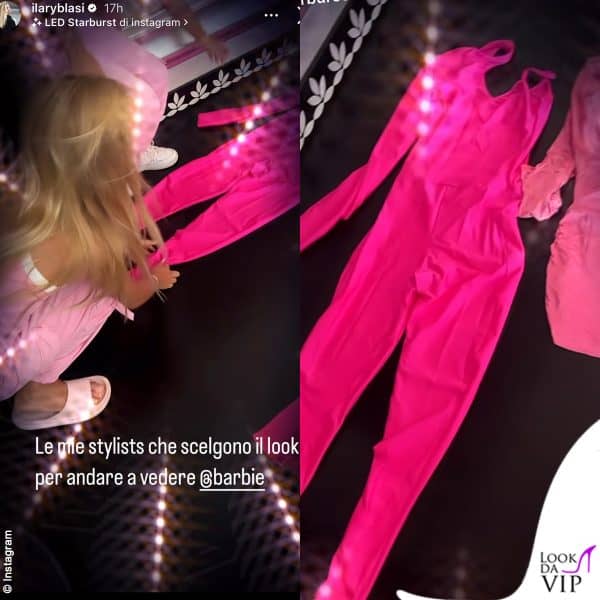 Isabel sceglie il look della mamma: una tuta Hylure fucsia con manica asimmetrica