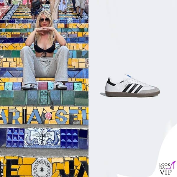 Ilary Blasi in Brasile con le sneakers Adidas Samba