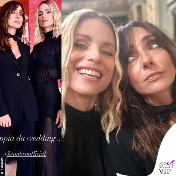 nero anche per Ambra Angiolini, con papillon 