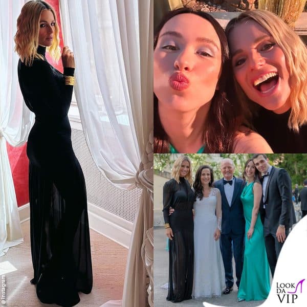Michelle Hunziker in nero al matrimonio di Santo Versace e Francesca De Stefano