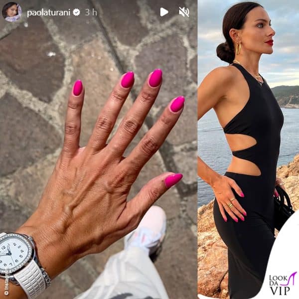 Paola Turani preferisce il fucsia (abito Amazuin)