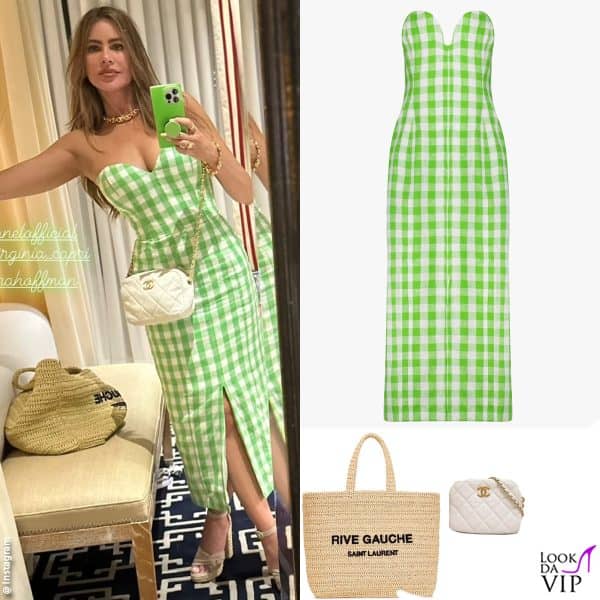 abito Mara Hoffman, borse Saint Laurent e Chanel 