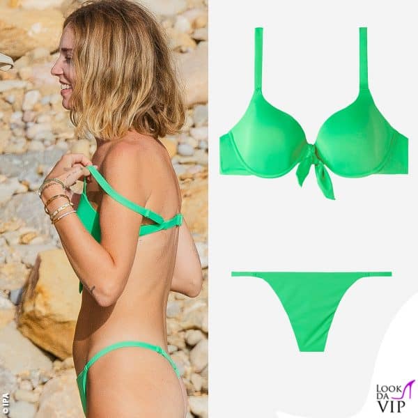 Chiara Ferragni ha scelto un bikini verde Calzedonia