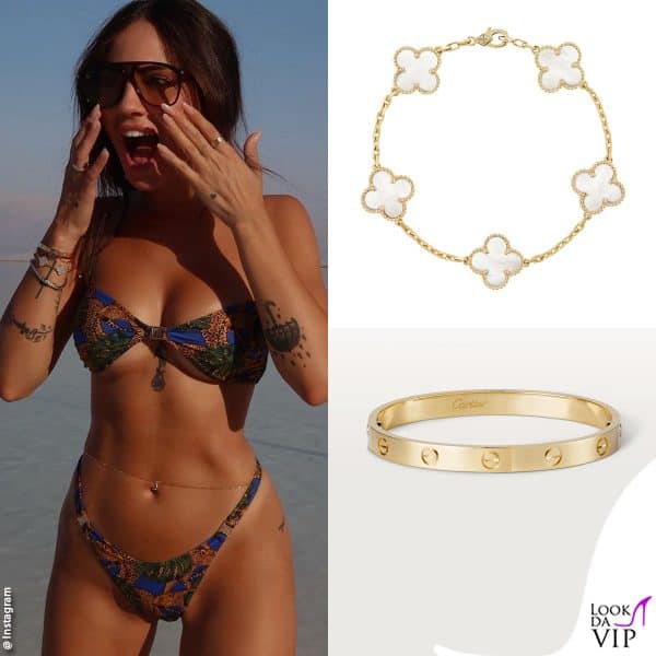 "Alhambra" di Van Cleef & Arples e "Love" di Cartier per Giulia De Lellis 