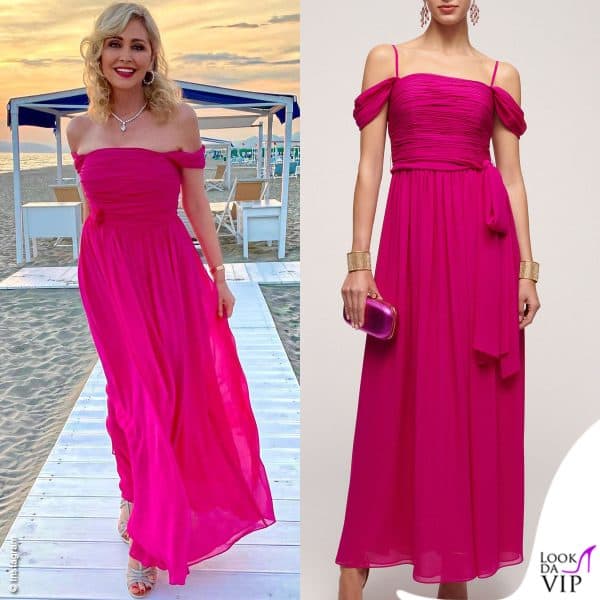 Marina Di Guardo elegante per una serata in spiaggia in Luisa Spagnoli