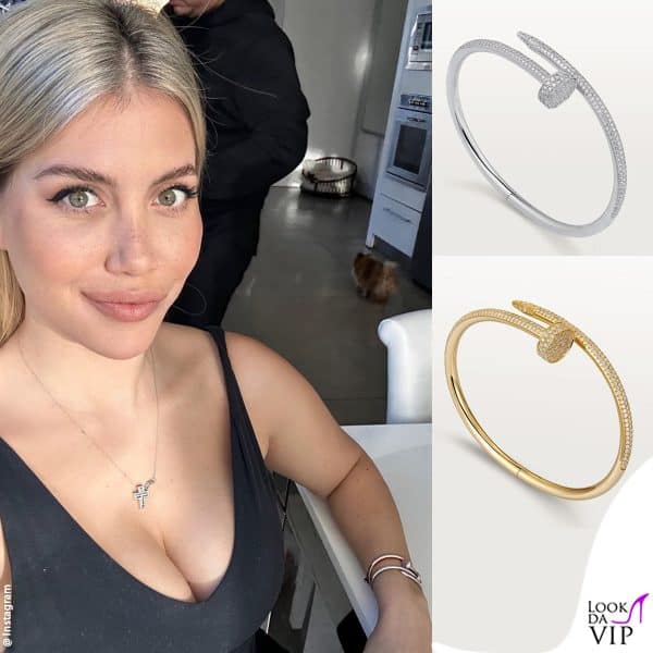 Wanda Nara con due "Juste un Clou" di Cartier con pavé di diamanti 
