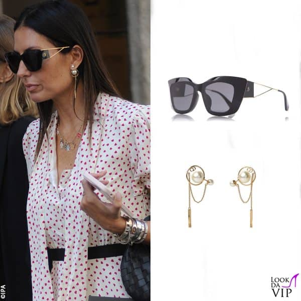occhiali Louis Vuitton, orecchini Dior 
