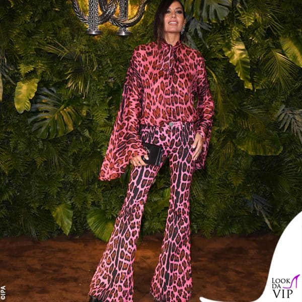 l'outfit per lo show Roberto Cavalli 