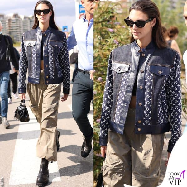 lo street style di Vittoria Ceretti a Milano (giacca Louis Vuitton, borsa Dolce&Gabbana)
