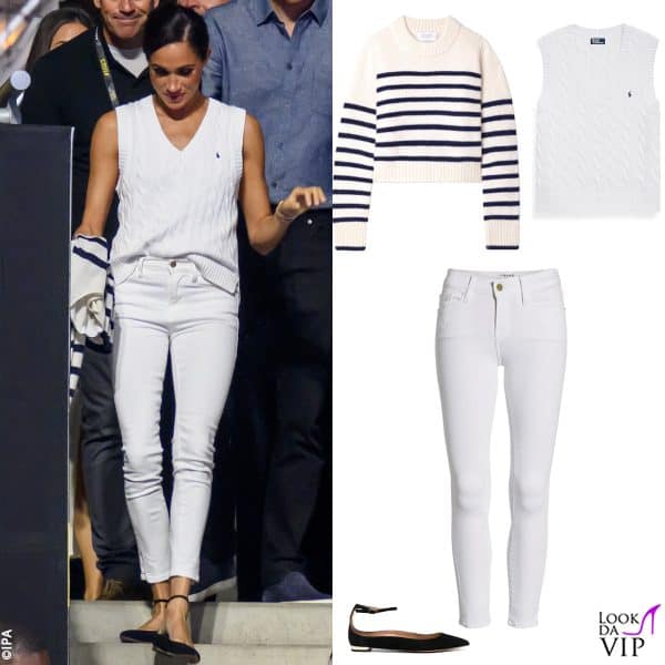 maglione La Ligne, top Ralph Lauren, jeans Frame, ballerine Aquazzura 