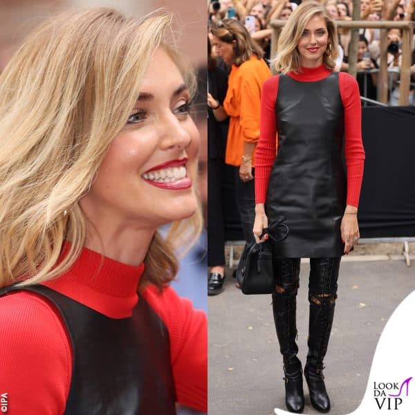 dolcevita, abito in pelle e cuissard per Chiara Ferragni