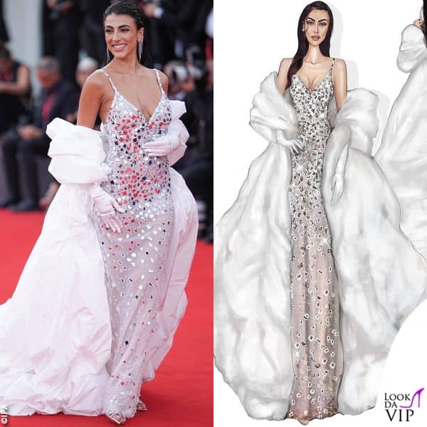 Il vestito che la Salemi ha indossato è stato creato per lei da Atelier Emé