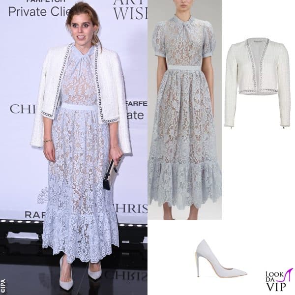 abito Self Portrait, giacca Alice + Olivia, borsa Anya Hindmarch, pump Ralph&Russo 