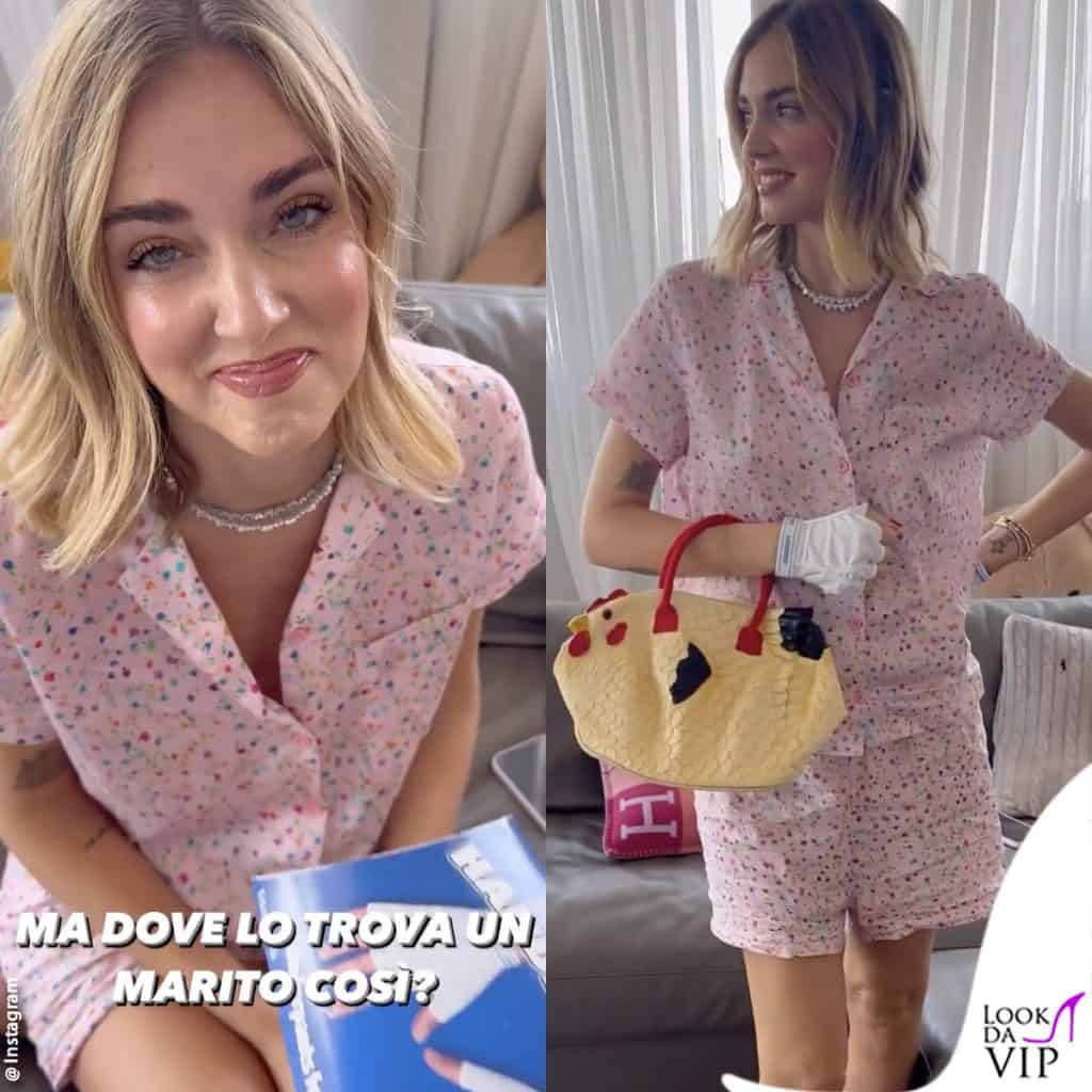 Fedez regala a Chiara Ferragni una borsa a forma di gallina