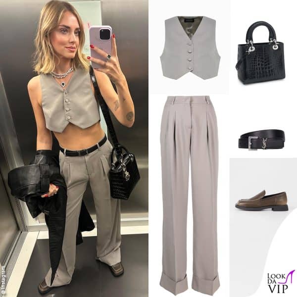 completo The Andamane, borsa Dior, cintura Saint Laurent, mocassini Vagabond 