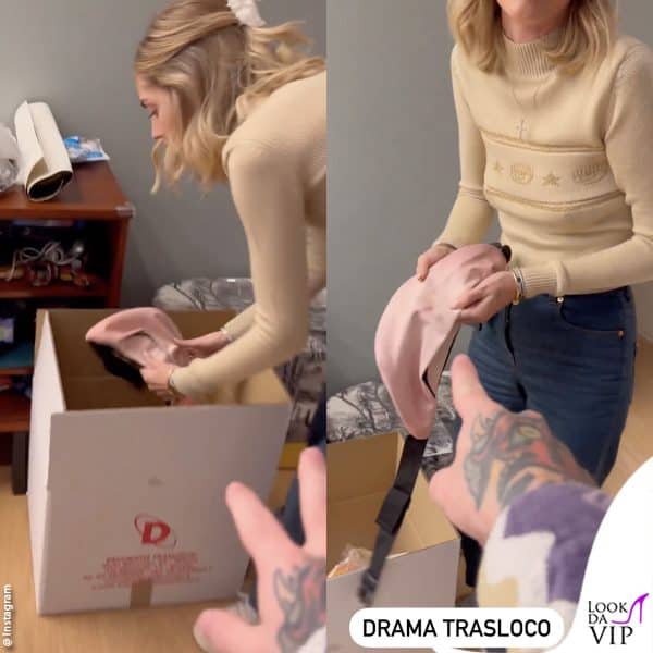 Chiara Ferragni fa la cernita tra gli accessori di Fedez: ecco il marsupio-pancia