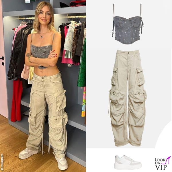top e sneakers Chiara Ferragni Brand, pantaloni The Attico 