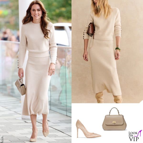 completo Sezane, borsa Tusting, pump Gianvito Rossi 