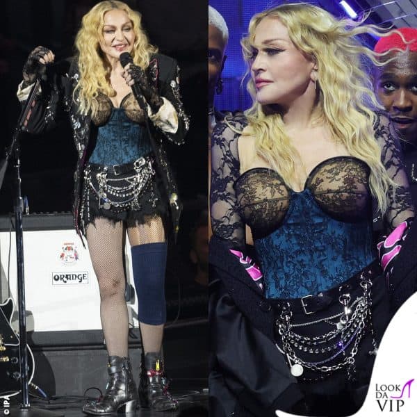 Pizzo, corsetto, calze a rete: elementi caratteristici degli outfit di Madonna