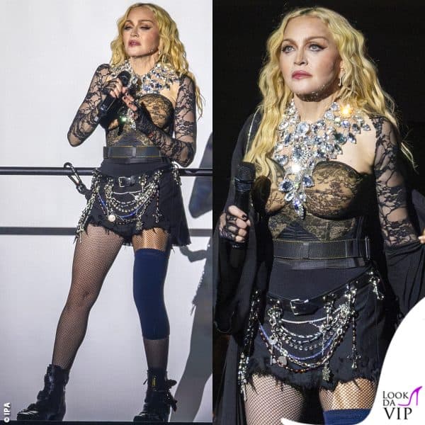 Madonna indossa un look Dilara Findikoglu con una maestosa collana realizzata da Swarovski in collaborazione con Vetements