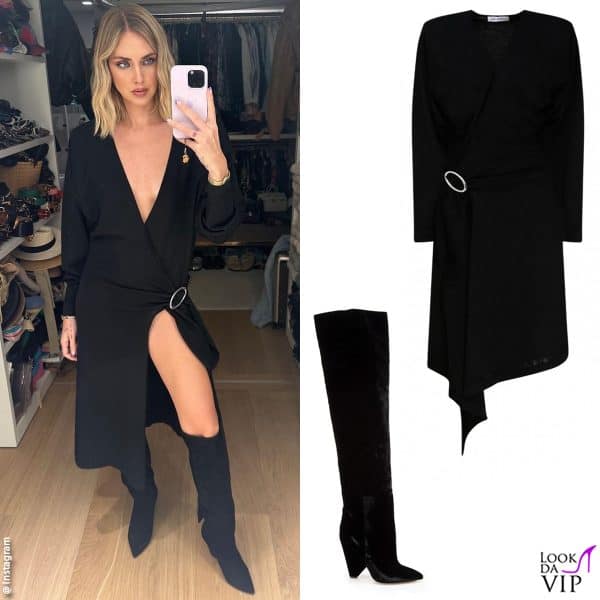 gli ultimi look di Chiara: abito The Attico, stivali Saint Laurent 