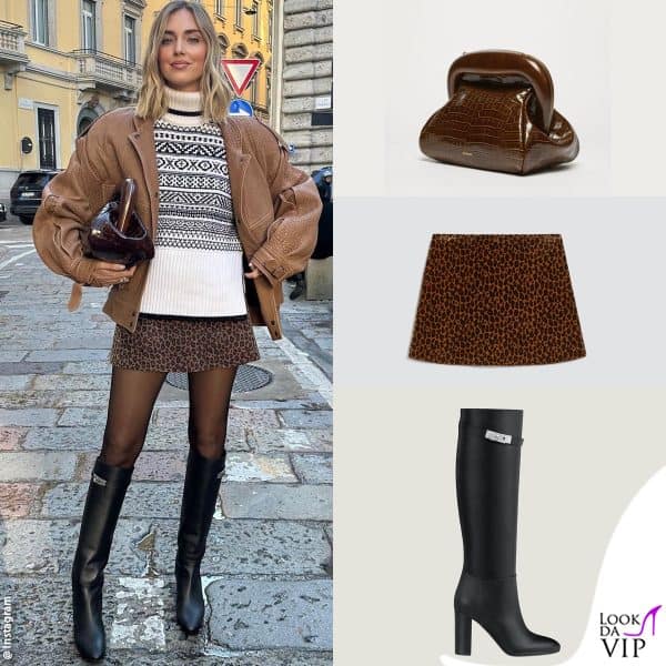 maglione Falconeri, borsa Sportmax, gonna Max&Co, stivali Hermès 