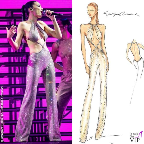 Sensualissima con la tuta Giorgio Armani Prive