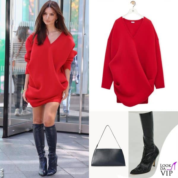 Emily Ratajkowski sceglie abito e stivali Loewe (borsa The Row)