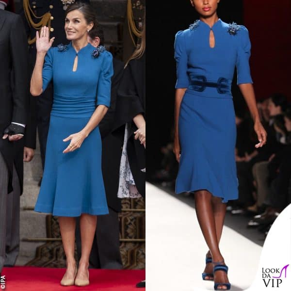per Letizia abito Carolina Herrera, pump e borsa Magrit 
