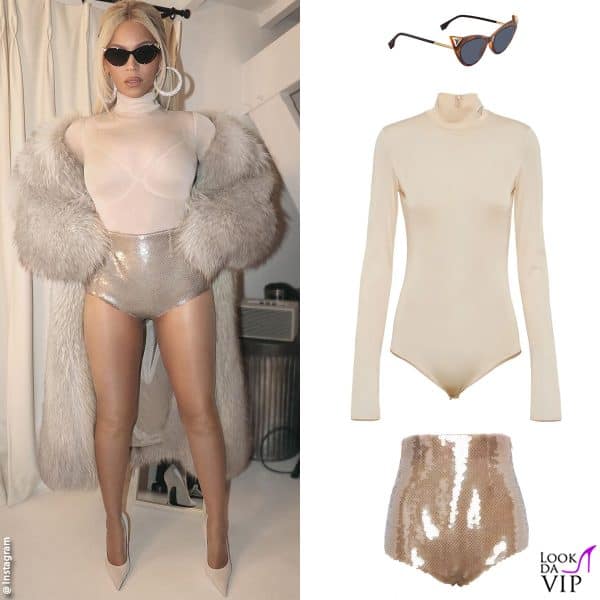 occhiali Fendi, body e culotte Prada 