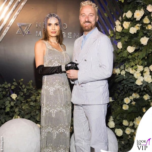 Francesco Facchinetti e la moglie Wilma Faissol alla festa natalizia dell'agenzia di management da lui fondata 