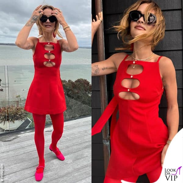 Rita Ora in total red 