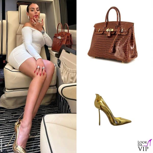 sul jet privato (borsa Hermès, pump Le Silla)