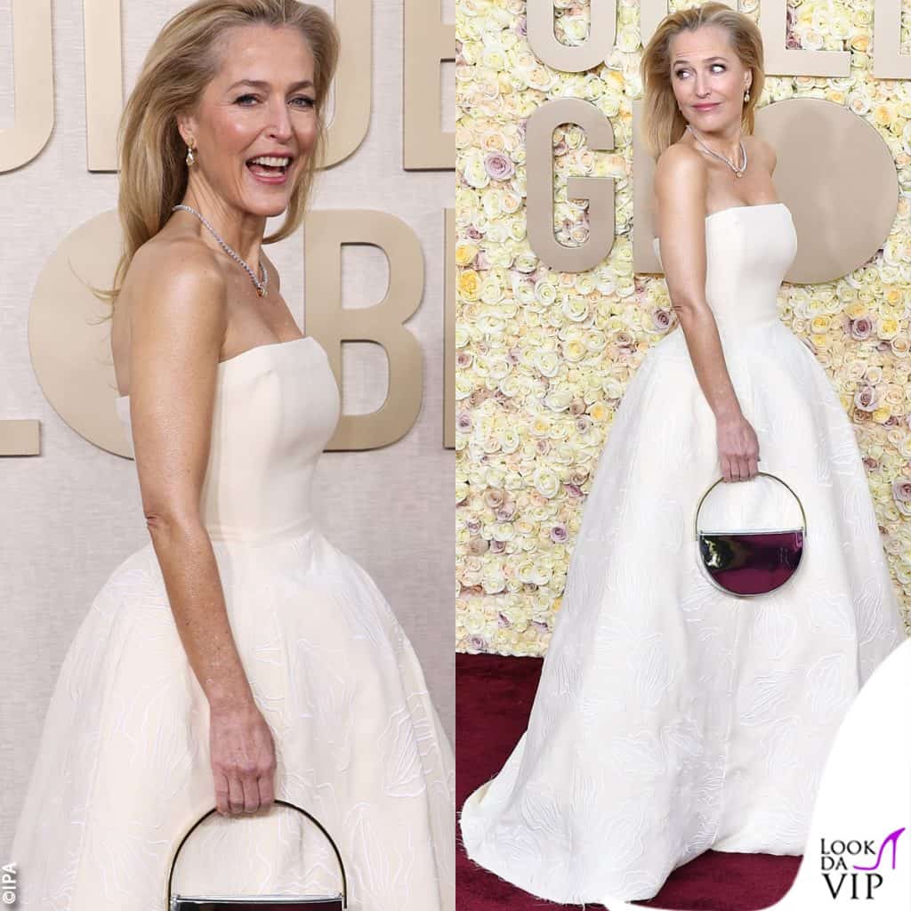 Gillian Anderson in Gabriela Hearst ai Golden Globe