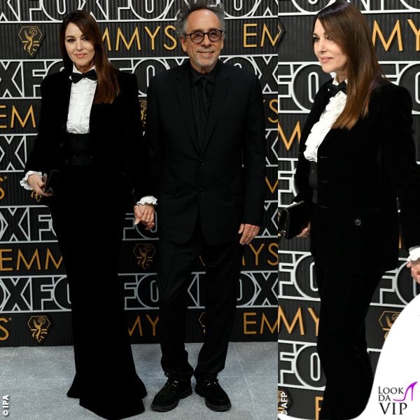 Monica Bellucci (outfit Saint Laurent e gioielli Cartier) con Tim Burton 