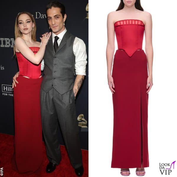 abito Salih Balta per Dove Cameron, completo Giorgio Armani per Damiano David 