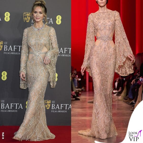 Emily Blunt ai Bafta indossa un abito abito Elie Saab