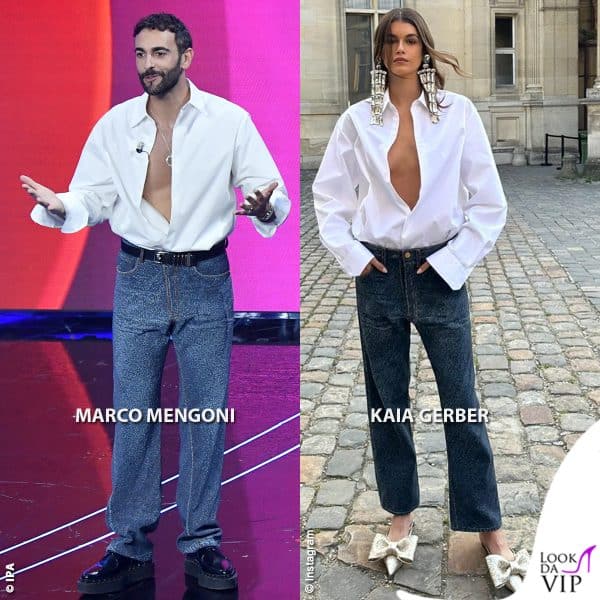 Marco Mengoni in Valentino, come Kaia Gerber 
