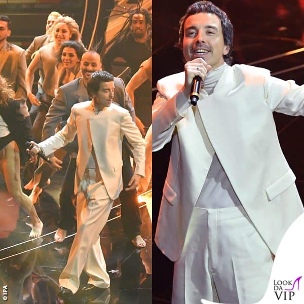 outfit bianco di Zegna per Diodato 