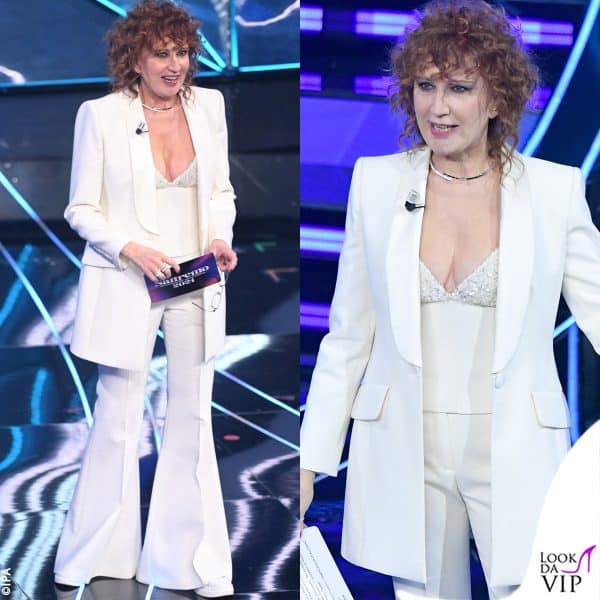 tailleur Luisa Spagnoli e gioielli Crivelli per Fiorella Mannoia 