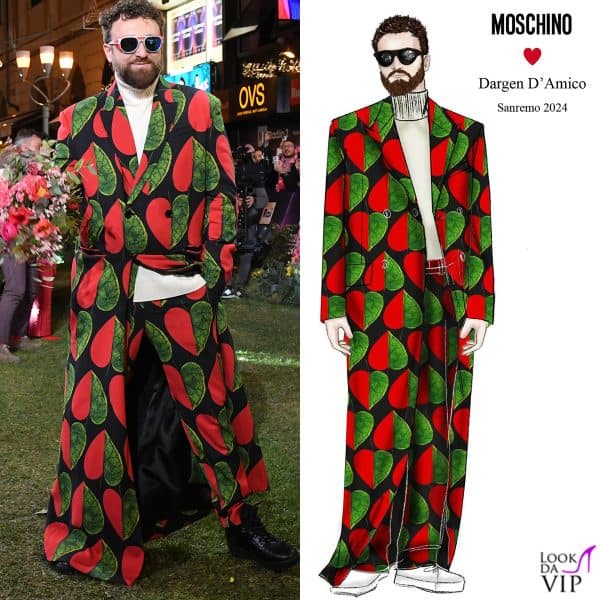 Dargen D'Amico sul green carpet: tutti i suoi look sono firmati Moschino 
