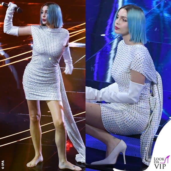 bianco con strascico e cristalli: ecco il look Sportmax per la quarta serata 