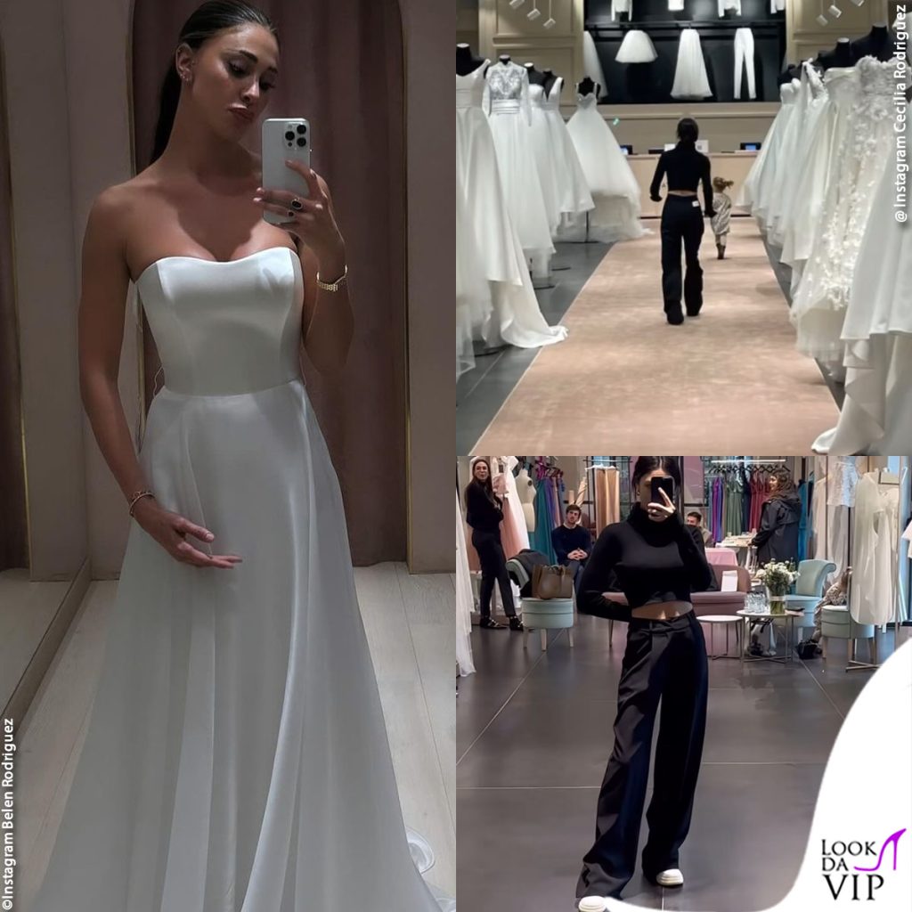 Belen Rodriguez prova l'abito per il