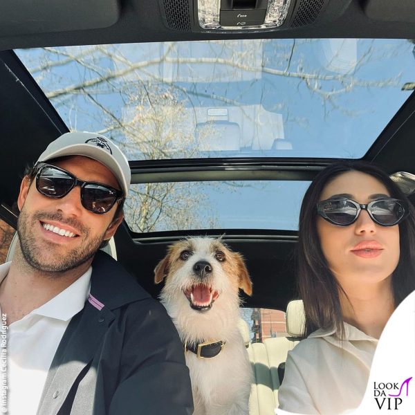 Cecilia Rodriguez con Ignazio Moser e la loro cagnolina 