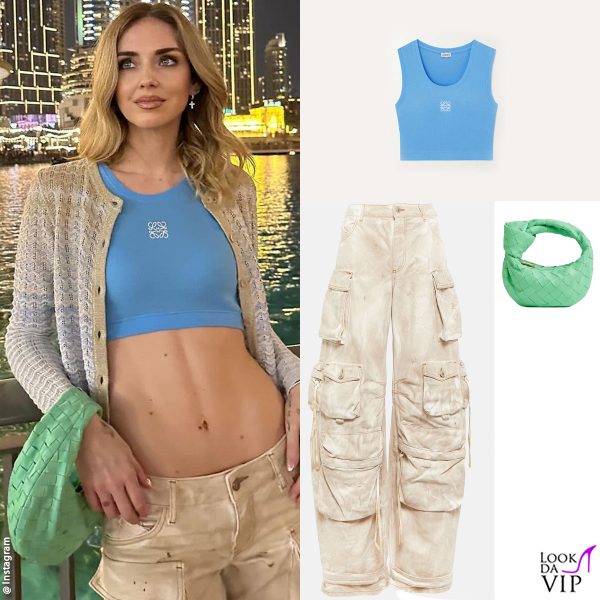 top Loewe, jeans The Attico, borsa Bottega Veneta 