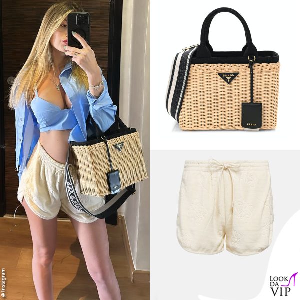 borsa Prada, shorts Loewe 