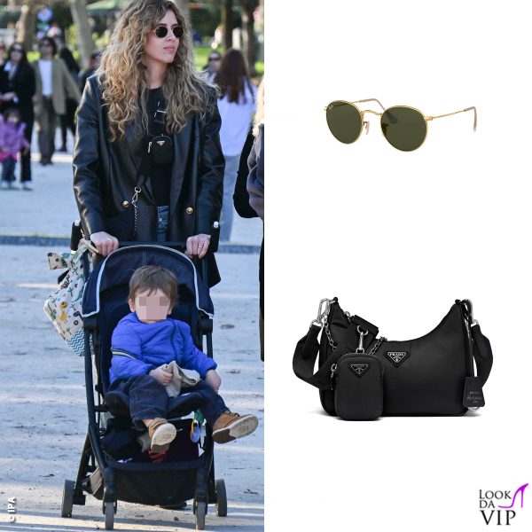 Francesca indossa occhiali da sole Ray Ban e borsa Prada