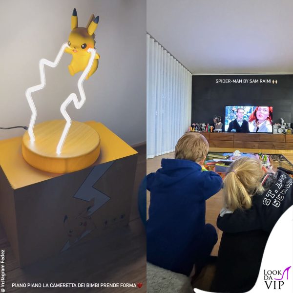 la lampada con Pikachu nella cameretta di Leone e Vittoria 