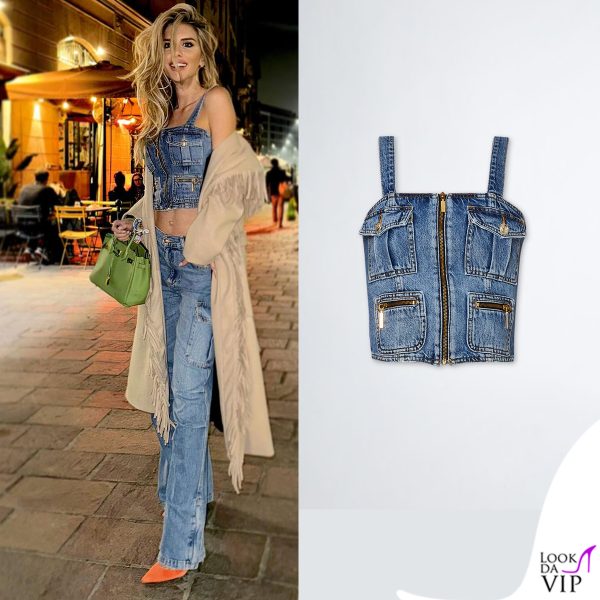 Michela Persico indossa un top Liu Jo (la borsa è Hermès)